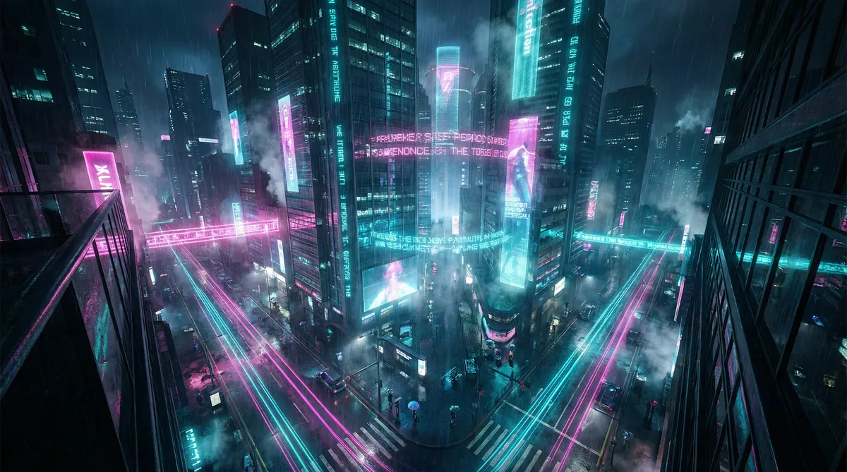 先锋资源7xfxy 竖屏短剧平台首页背景 - 赛博朋克都市夜景